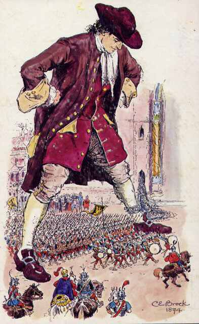 Gulliver as a Giant in the dwarf-land of Lilliput